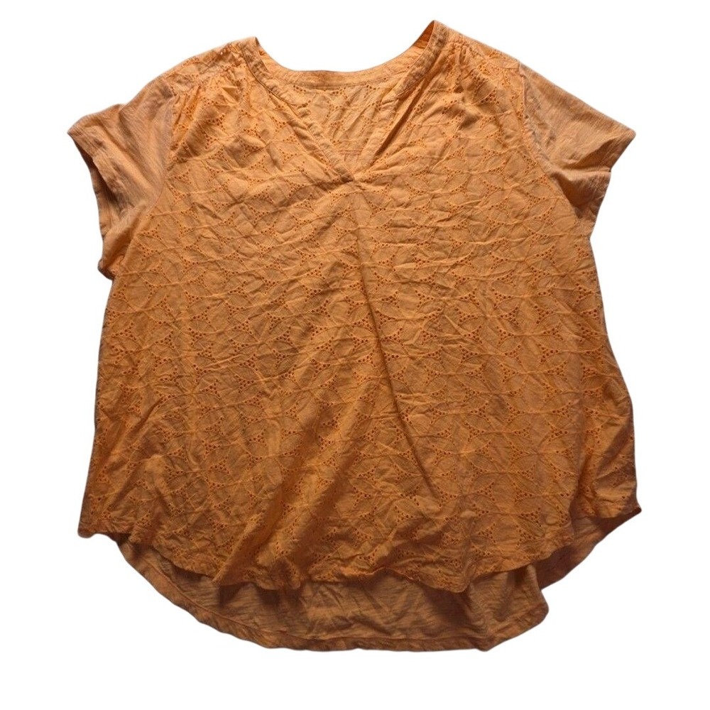 St. John's Bay Blouse Womens Plus 3X Orange Round Neck Short Sleeve Tunic Top